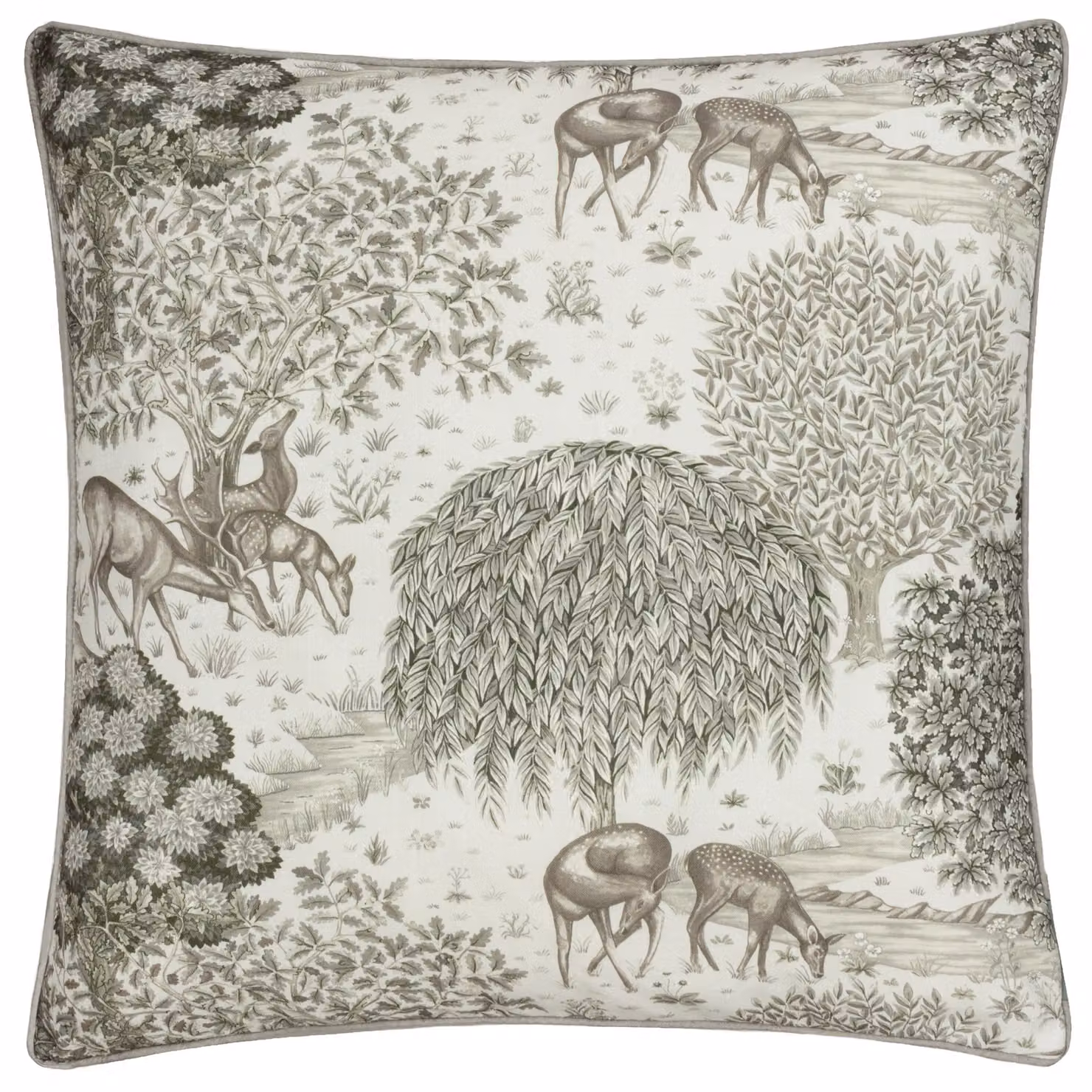 Morris & Co The Brook Printed Outdoor Linen Cushion in Beige, W/D/H: 55 x 55 x 55 cm – 2