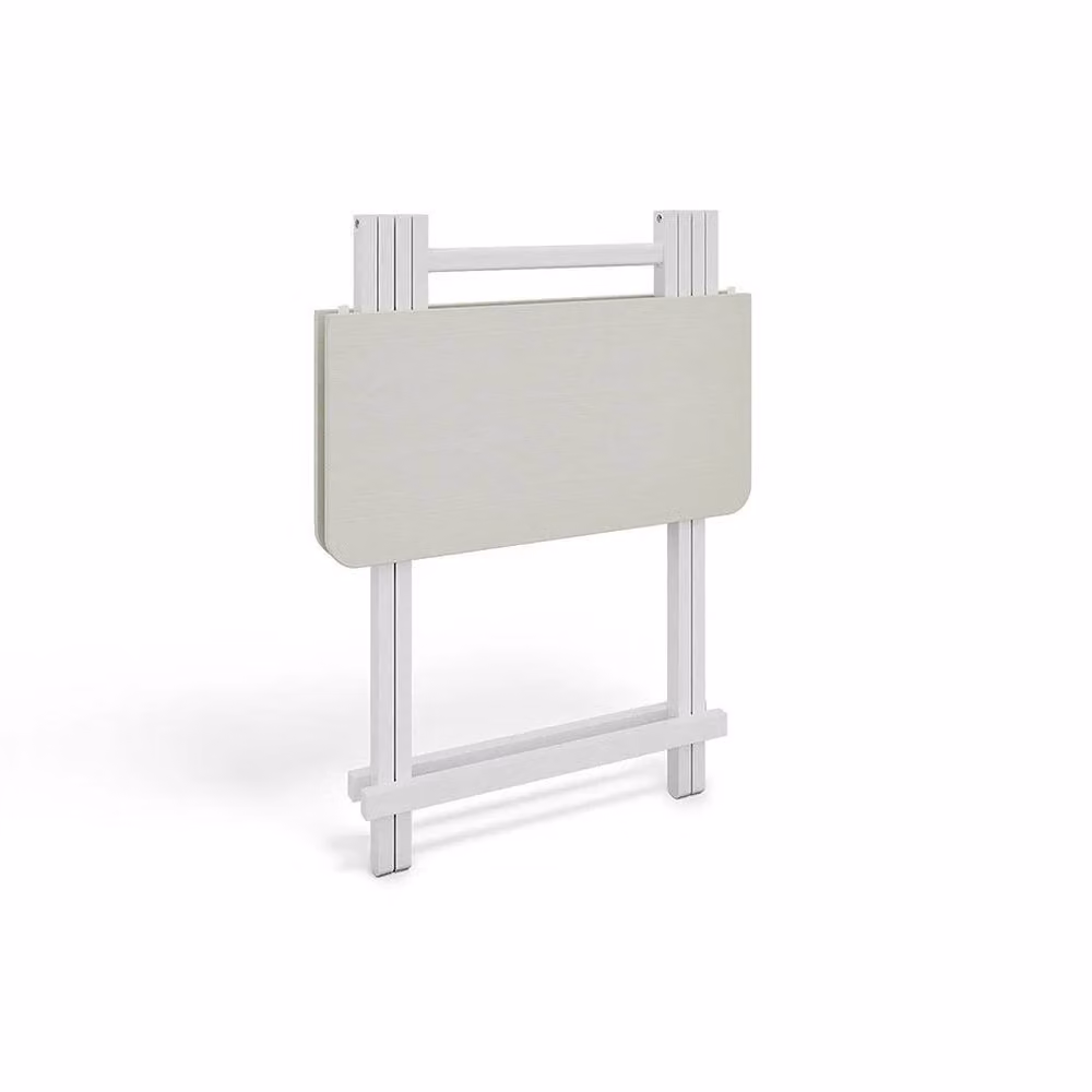 KORVIXA White Wooden Folding Small Dining Table and Coffee Table, W/D/H: 60 x 60 x 60 cm – 2