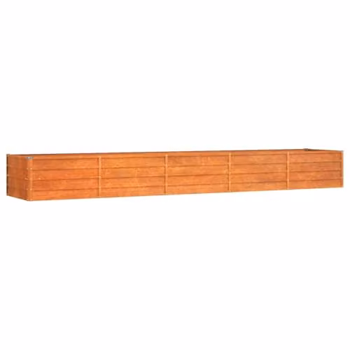 vidaXL Corten Steel Raised Garden Bed, Brown, W: 400 cm, D: 80 cm, H: 45 cm