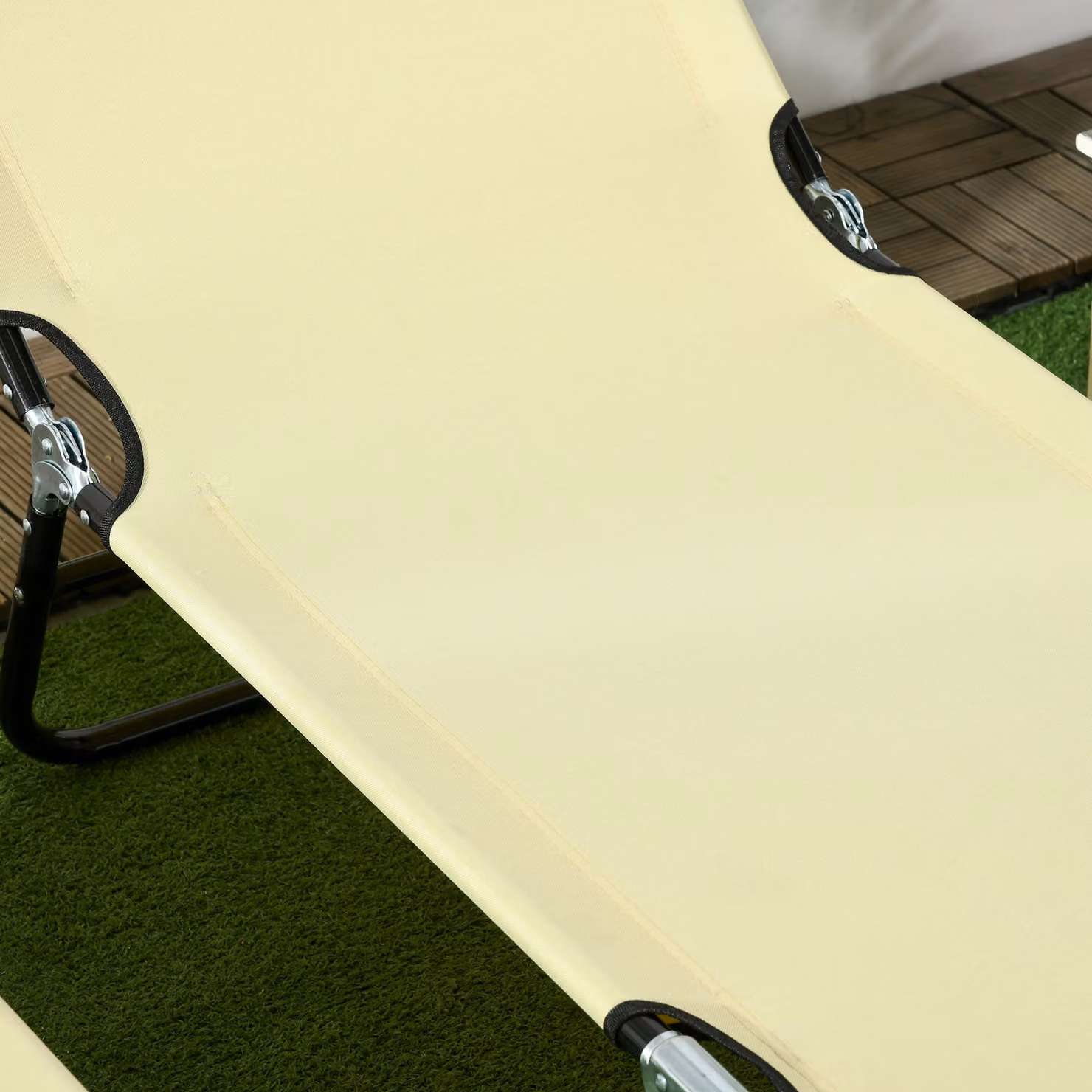 Outsunny Set of Two Beige Textilene Folding Sun Loungers with Powder Coated Steel Frames – 6