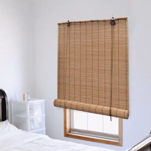 Berkfield Home Brown Bamboo Roller Blind W: 150 cm, H: 160 cm