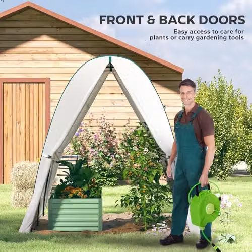 Outsunny White Portable Greenhouse Gardening Plant Hot House with W/D/H: 180 x 180 x 200 cm – 5