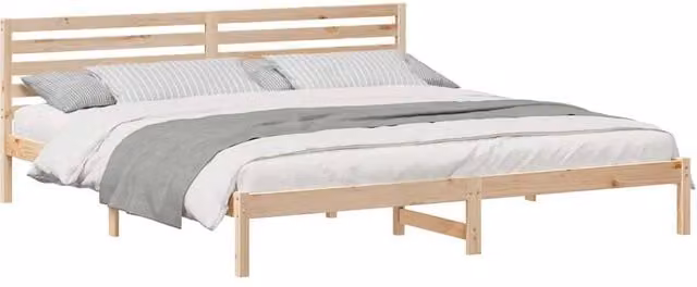Berkfield Home Elegant Bed with Headboard in Natural Brown Solid Pine Wood 200 x 210 cm