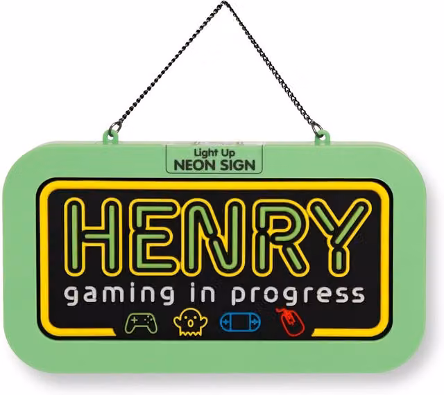 History & Heraldry Henry Pre-personalised Light-Up Neon Bedroom Sign in Green