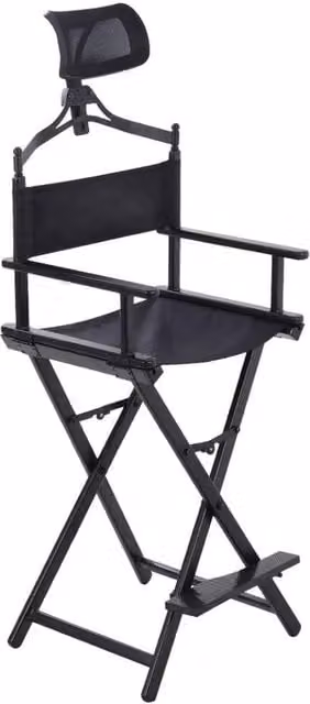 PAWNORA Makeup Artist Director Chair with Headrest and Armrests in Black