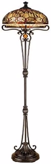 BELOFAY Tiffany Stained Glass Floor Lamp in Multicolour and Black with Vintage Dome Design, Height: 40 cm