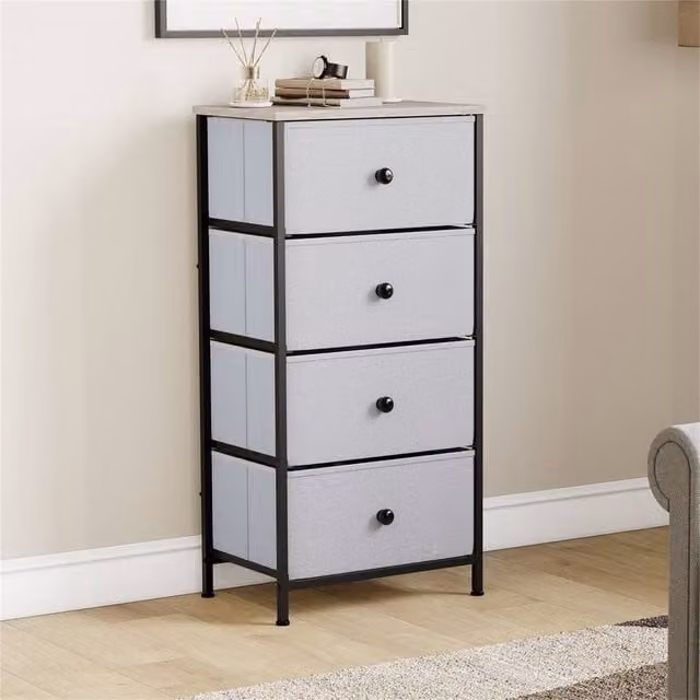 SPETLEK 4 Drawer Fabric and Metal Chest of Drawers in Grey – 1