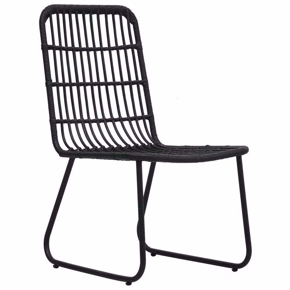 Berkfield Home 3 Piece Outdoor Dining Set in Black Poly Rattan and Glass