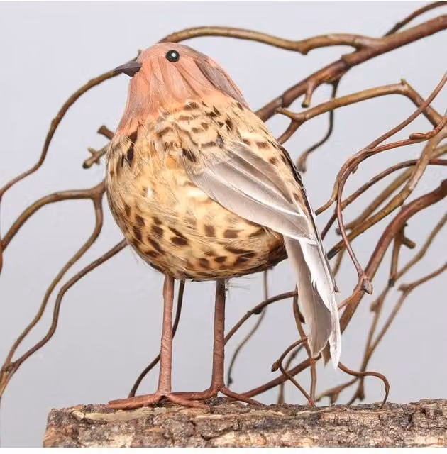 KDMD Brown Ornamental Thrush Bird Hanging Christmas Ornament