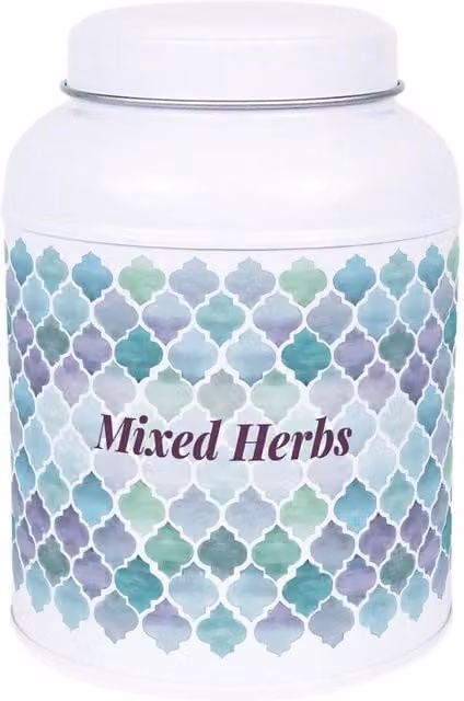 Purely Home Arabesque Tile Mixed Herbs Canister with Small Domed Lid, Multicolour, 110g