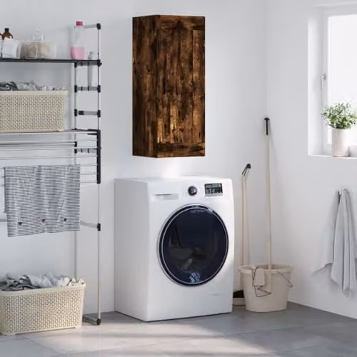 vidaXL Wall Mounted Cabinet in Brown Smoked Oak, W/D/H: 34.5 x 34.0 x 90.0 cm – 2