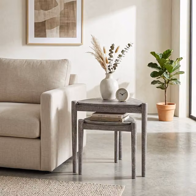 Elm Home And Garden Clapham Nest of Tables in Grey Acacia Wood