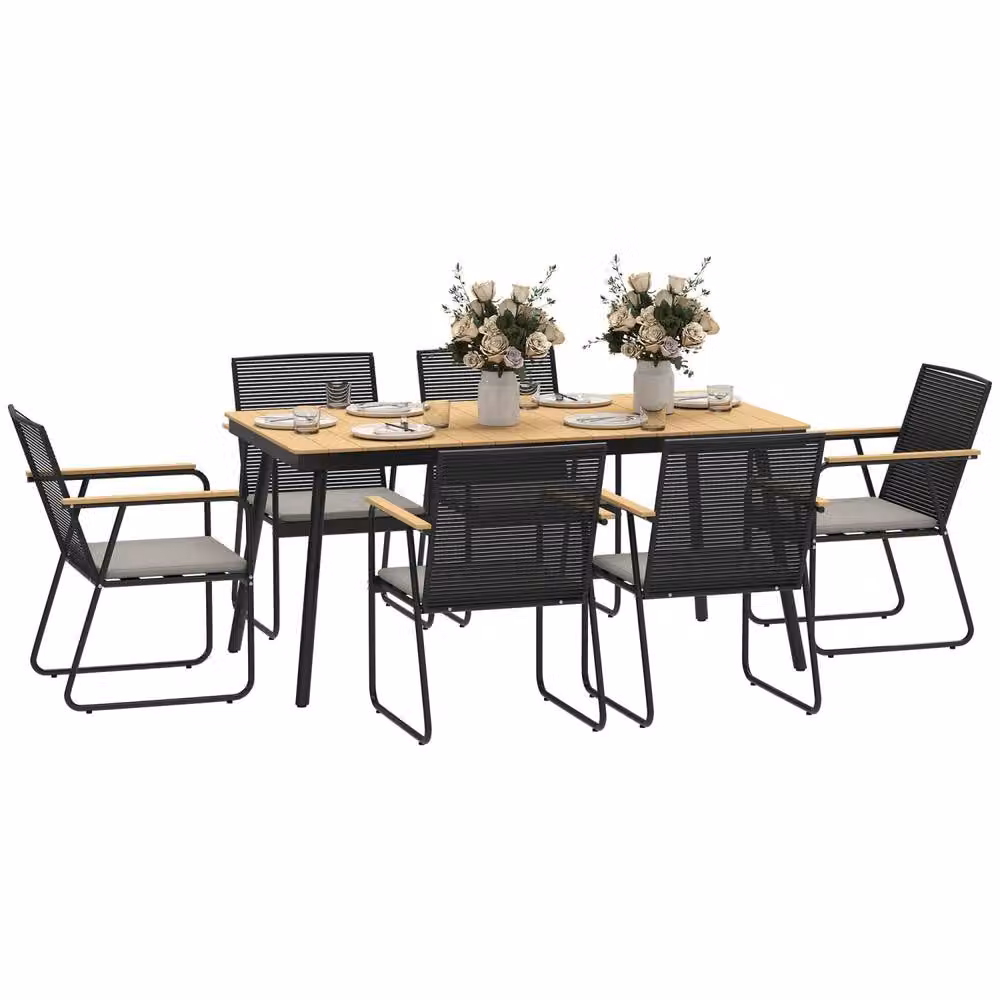 Wyld Haus Karutte 6 Seater Outdoor Dining Set, Black Wood Effect Composite and Metal – 2