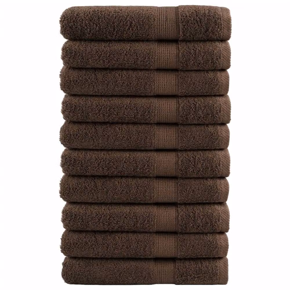 Berkfield Home SOLUND Premium Cotton Terry Towel Set, 10 Pieces, Brown, W: 100 cm x L: 200 cm, 600gsm – 2