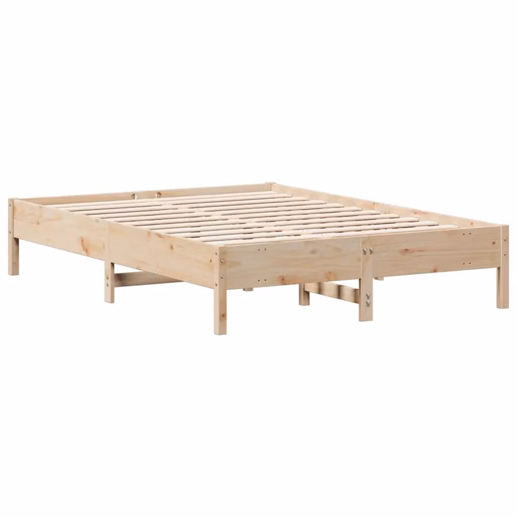 Berkfield Home Solid Wood Pine Bed Frame in Brown, W: 140 cm, D: 200 cm – 3