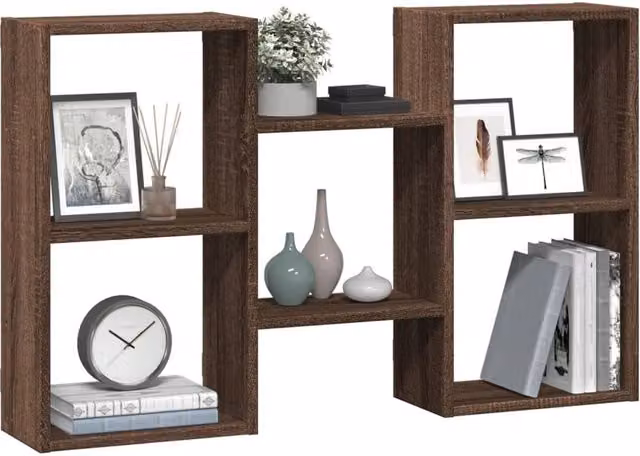 Berkfield Home Wall Mounted Shelf in Brown Oak, W/D/H: 96 x 18 x 60 cm – 1