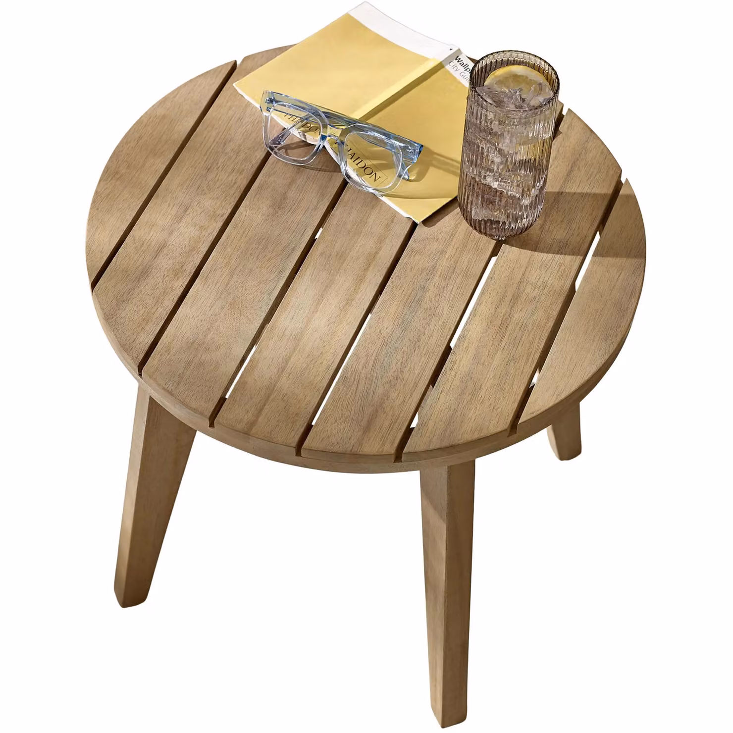 FurnitureboxUK Iko Round Acacia Wood Side Table in Brown for Indoor and Outdoor Use – 2