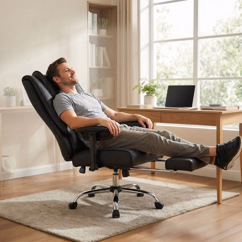 Levede Black PU Leather Executive High Back Office Chair with Headrest and Armrests – 2