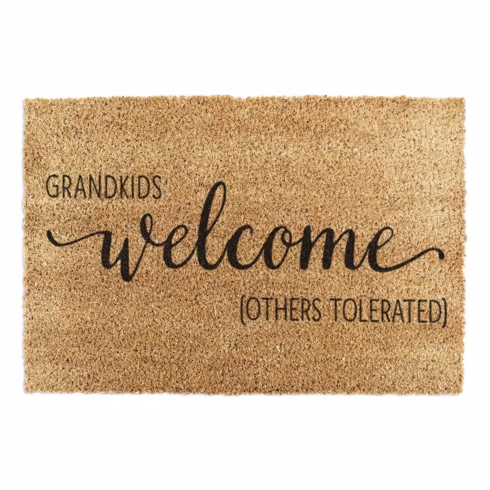 Artsy Mats Grandkids Welcome Others Tolerated Doormat, Brown, W: 90 cm, D: 60 cm – 2