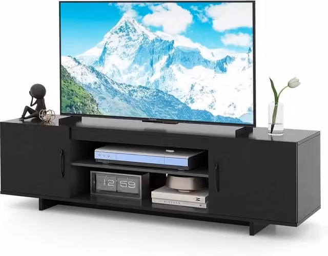 Costway Black Rustic TV Stand Entertainment Centre for TVs up to 70 Inches, Width: 152 cm