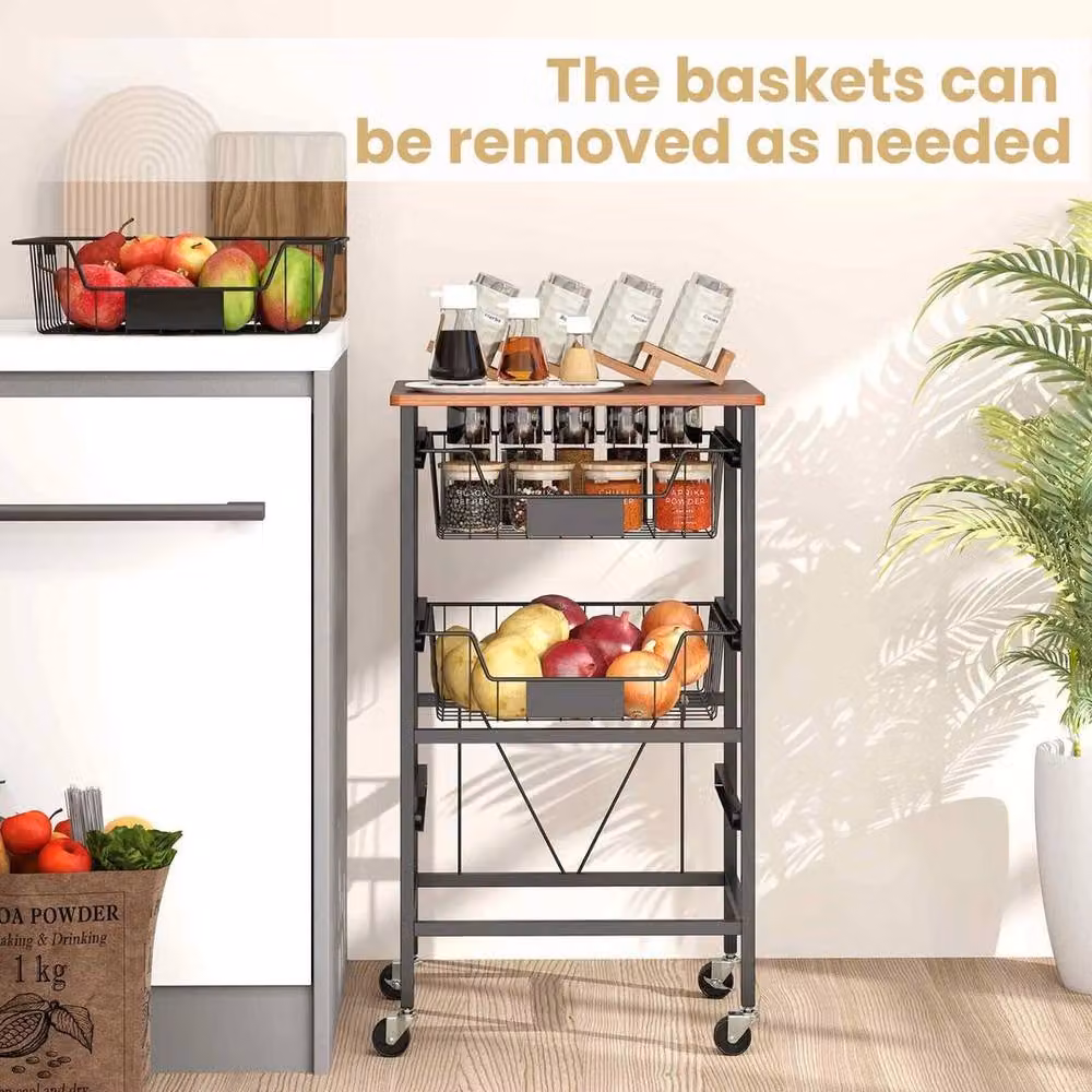 Kelvenix Industrial Rolling Fruit and Vegetable Cart in Black – 4