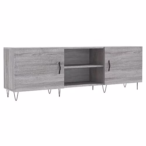 vidaXL Modern Grey TV Cabinet in Engineered Wood, W: 150 cm, D: 30 cm, H: 50 cm – 1