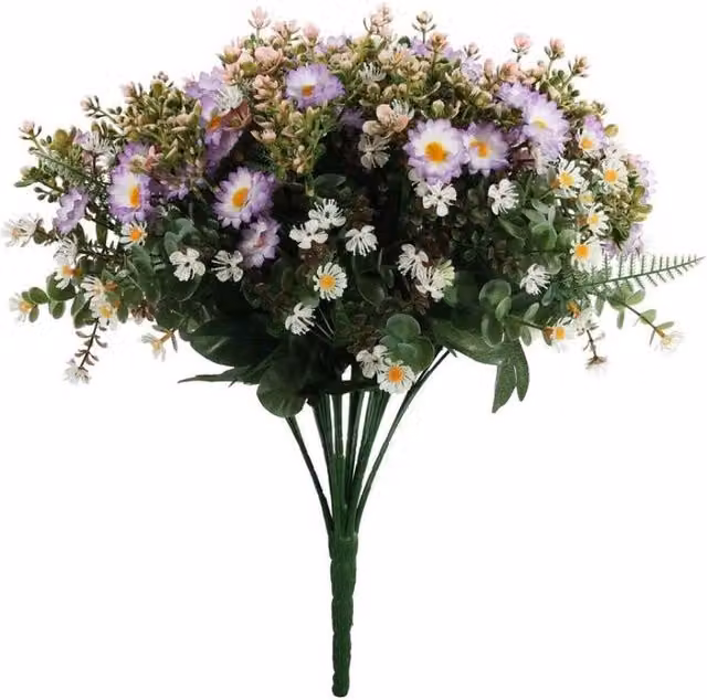 KDMD Pembroke Lilac Mini Daisy Bush with 36 Purple Plastic Stems