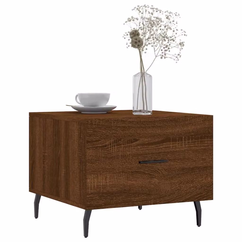 Berkfield Home Set of 2 Brown Oak Square Coffee Tables, W/D/H: 50 x 50 x 40 cm – 3