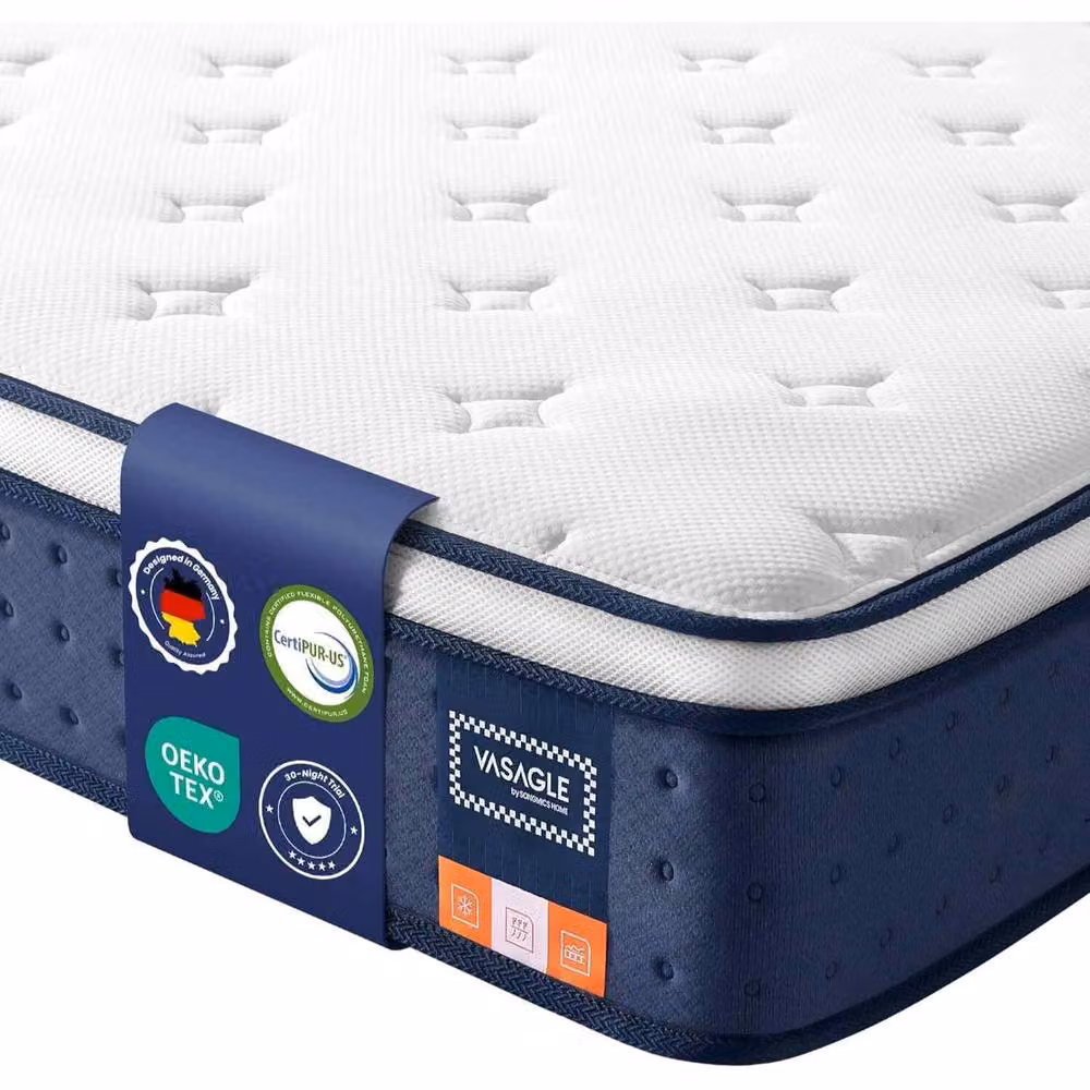 The Bazaarist Blue Hybrid Double Pocket Spring Gel Memory Foam Mattress, W/D/H: 140 x 200 cm – 2