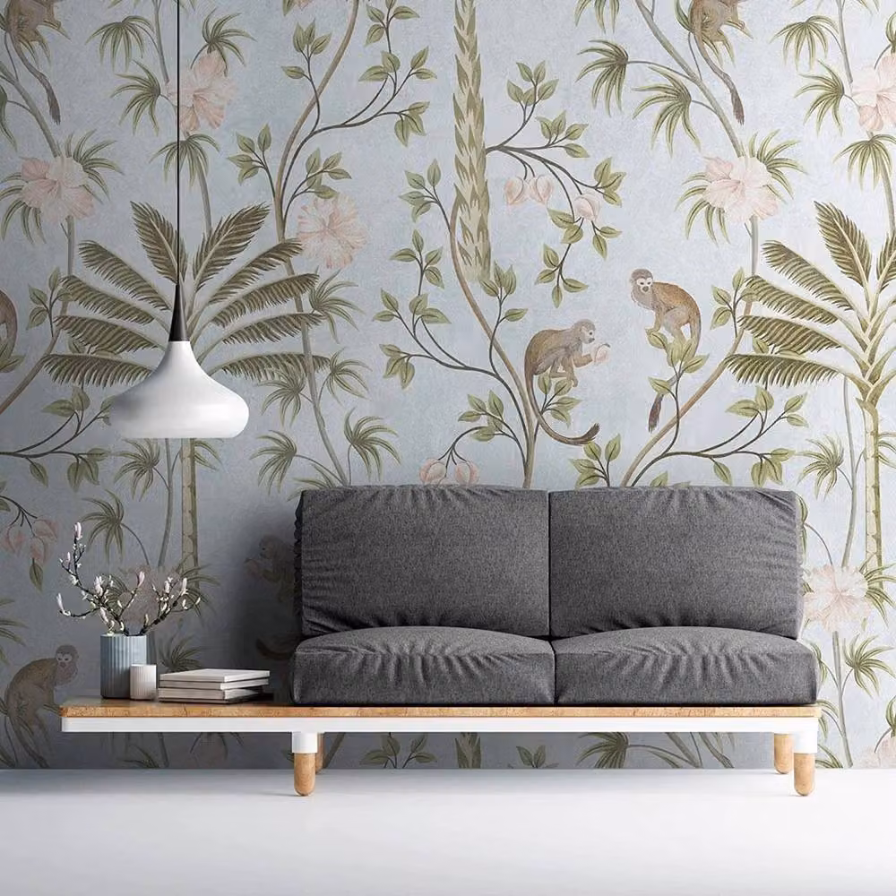 Havendro Botanical Palm Leaves Mural Wallpaper in Grey and Green, W/H: 159 x 280 cm – 2