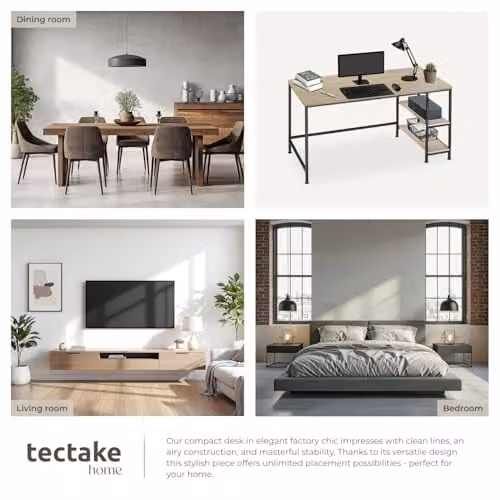 tectake Computer Desk in Oak with Brown MDF Laminate, W/D/H: 120 x 60 x 75.5 cm – 5