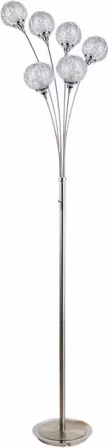 Pagazzi Orinoco Modern Silver Chrome Metal Floor Lamp with Transparent Glass Sphere, Height: 180 cm