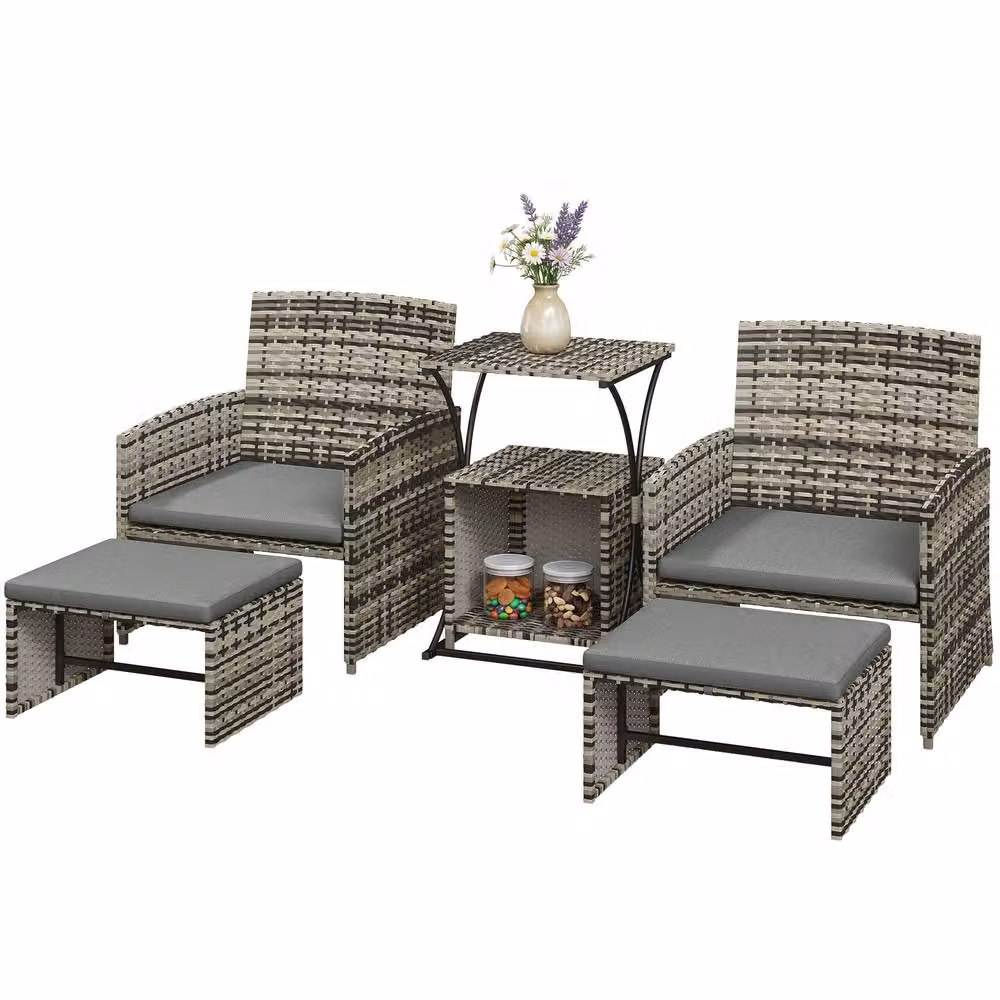STILVORA 6 Piece Grey Patio Furniture Set with Nesting Tables – 3