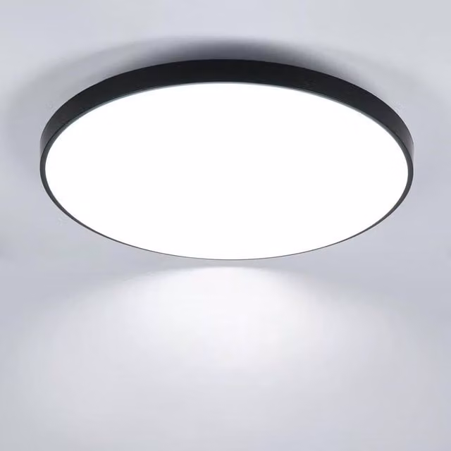 Goeco Round LED Ceiling Light, Black, 24 W, 6500 K, IP44, Diameter: 27 cm