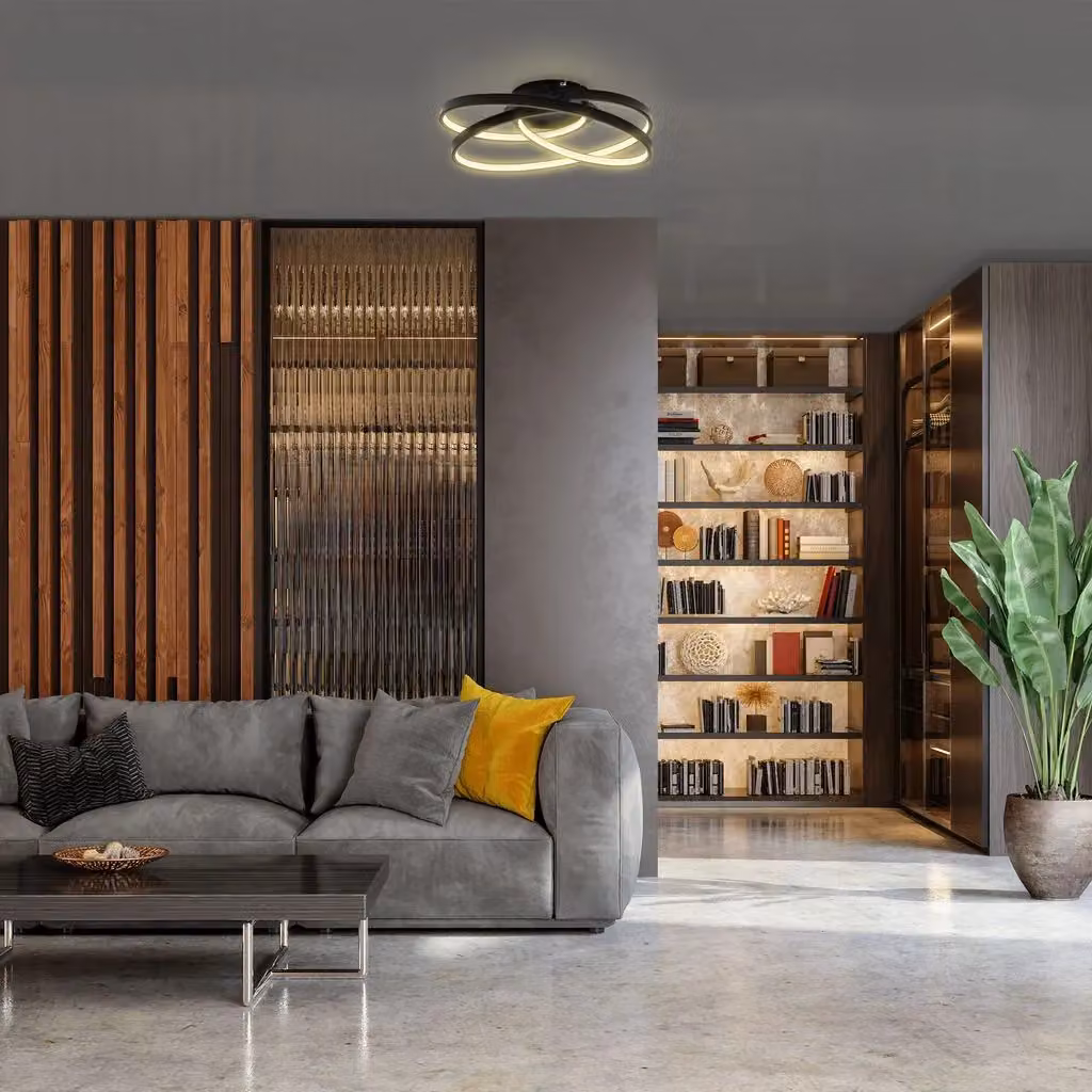 B.K.Licht Modern Black LED Ring Ceiling Light with Warm White Illumination – 6
