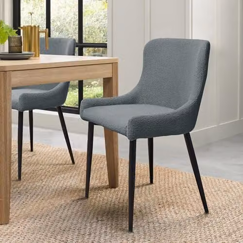 Bentley Designs Rubens Blue Boucle Upholstered Dining Chairs (Pair) – 1