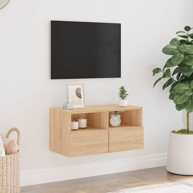 Berkfield Home Sonoma Oak TV Wall Cabinet in Light Brown, W/D/H: 60 x 30 x 30 cm – 1