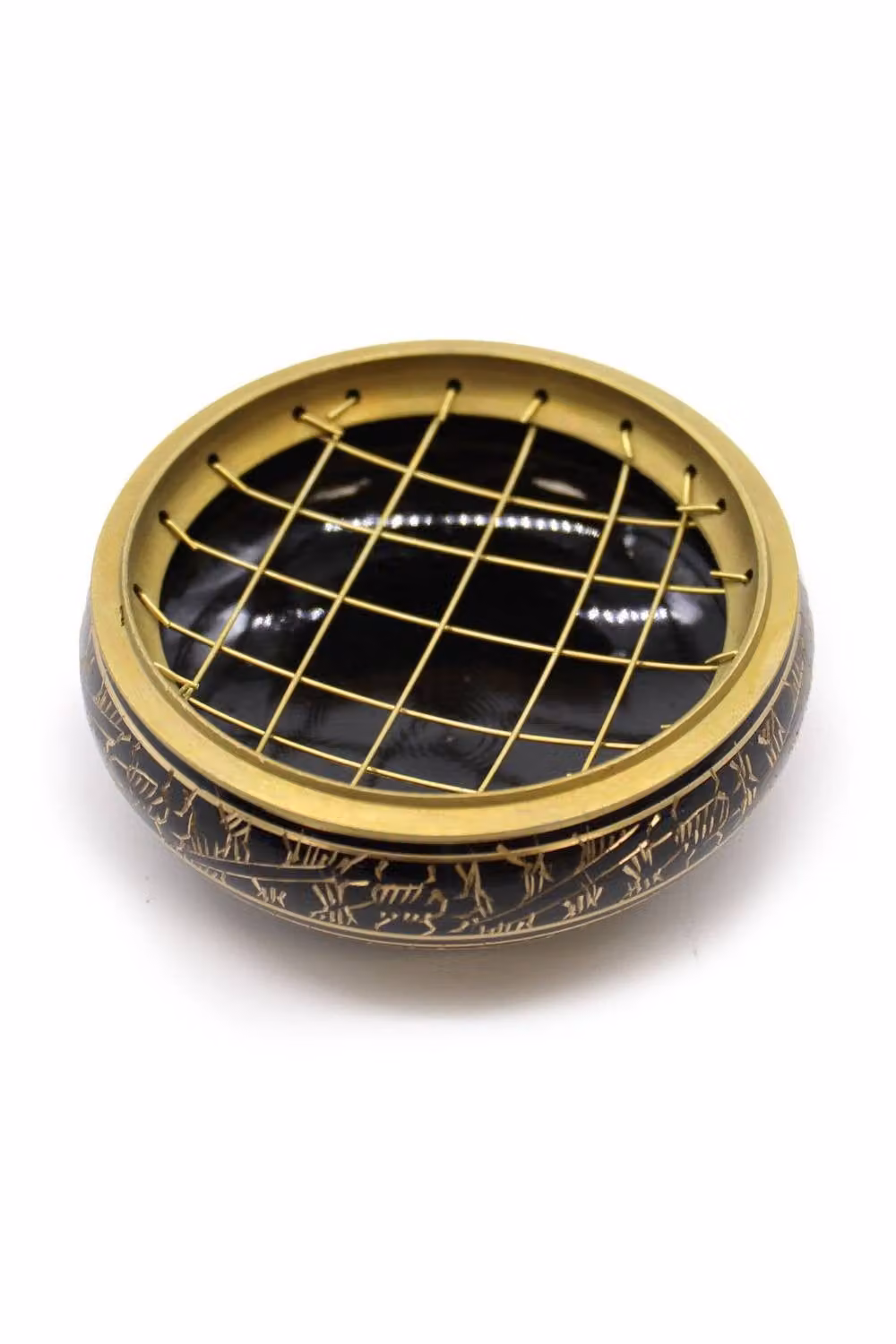 KDMD Black Brass Carved Oriental Incense Jar for Charcoal, Resins and Herbs – 2