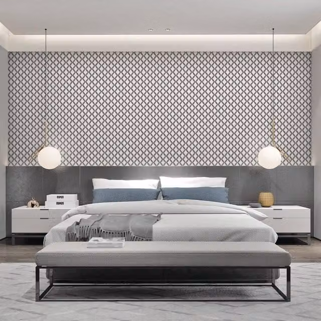 Debona Fabric Touch Geometric Wallpaper in Black and Grey