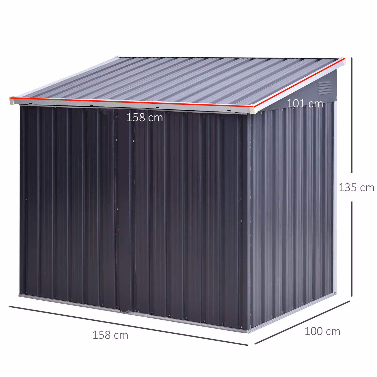 Outsunny Black Corrugated Steel 2-Bin Garden Rubbish Storage Shed with Locking Doors and Lid – 3