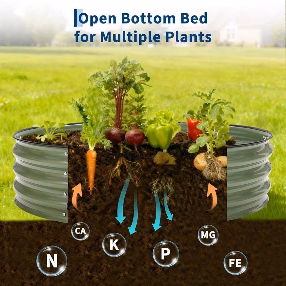 VOGREX 2 Pack Steel Raised Garden Bed Kit in Green, W/D/H: 180 x 90 x 30 cm – 5