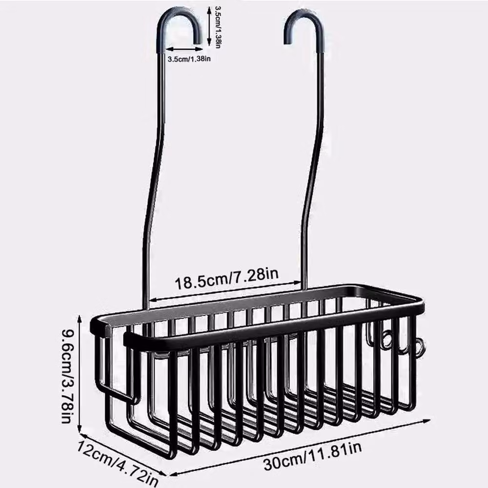 KORVIXA Hanging Modern Over Screen Bathroom Shower Caddy Rack in Black, W: 70 cm, H: 75 cm – 2