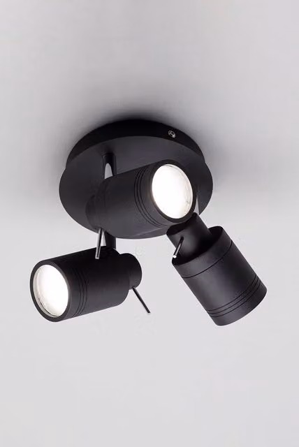 BHS Lighting Hector Plate Adjustable Spotlight Ceiling Light in Black Metal – 1