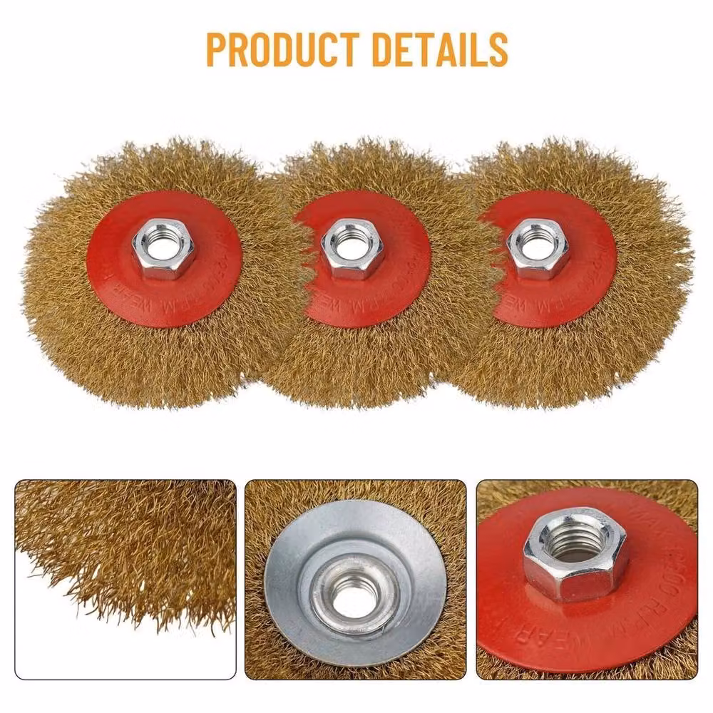 NESTLUNE Gold Stainless Steel Wire Brush for Angle Grinders, Diameter: 115 mm – 3