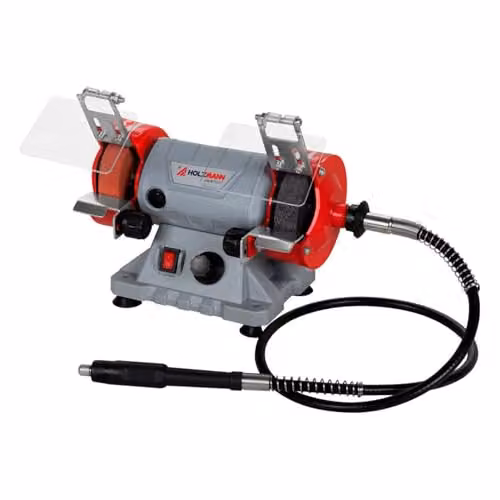 Holzmann DSM75SET_230V Mini Dual Benchtop Sander in Red and Multicolour