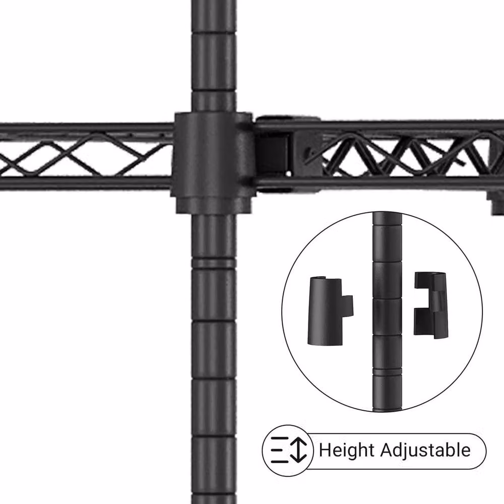 VOGREX 5-Tier Heavy Duty Metal Shelving Unit in Matt Black with Adjustable Shelves – 3