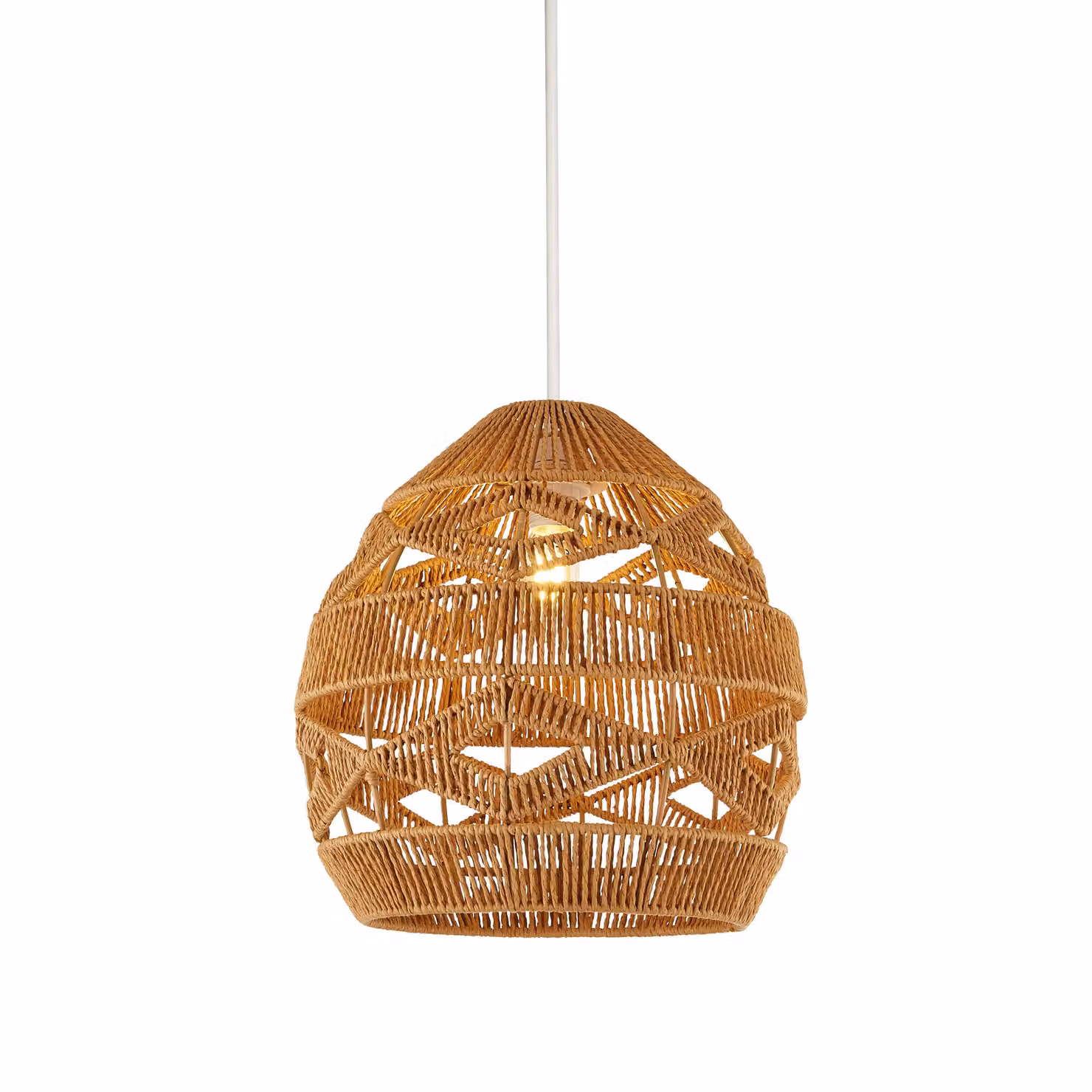 Lighting Collection Woven Rattan Easy Fit Dome Pendant Lamp Shade in Beige – 2