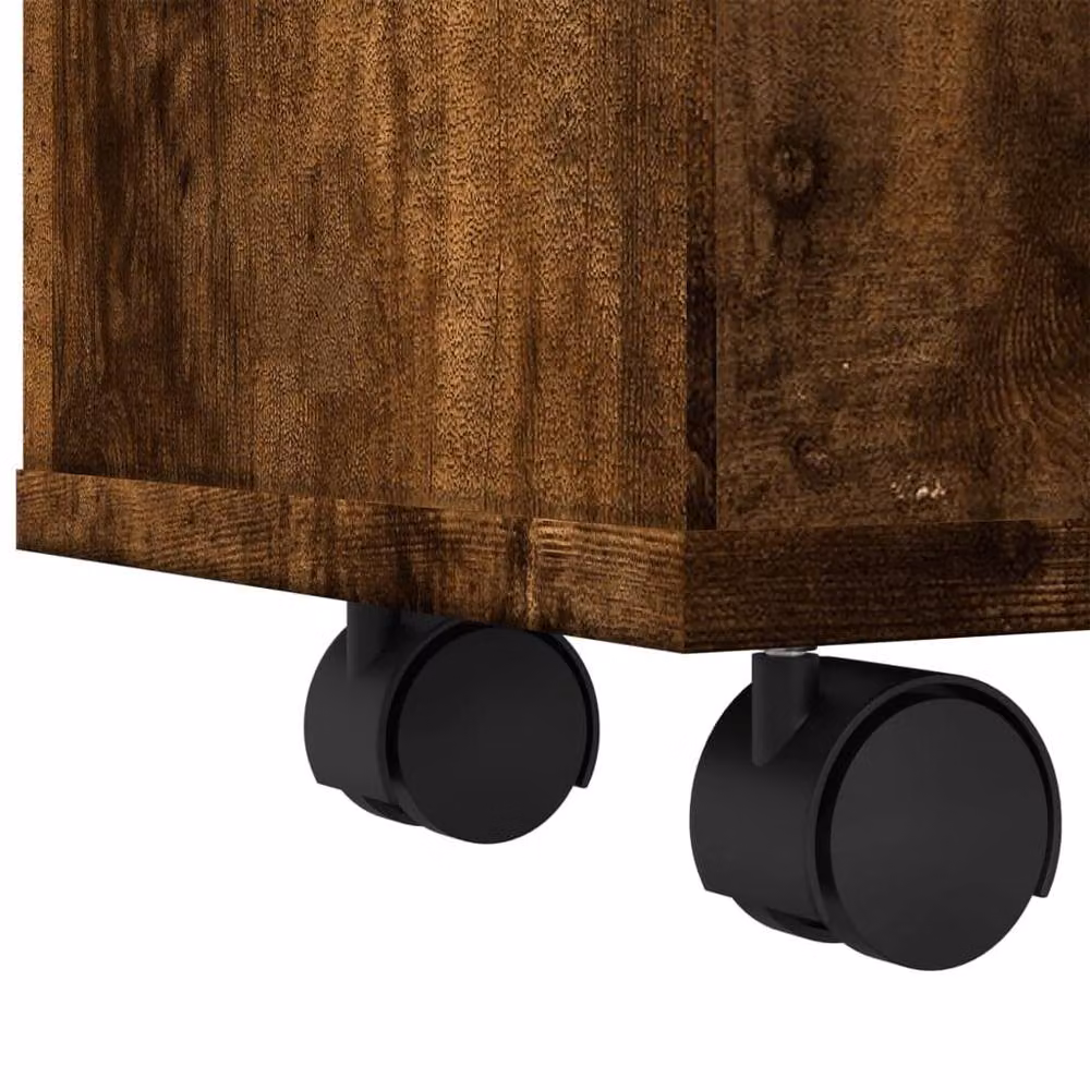 Berkfield Home Narrow Bathroom Cabinet with Wheels in Smoked Oak Brown, H: 90 cm, W: 23 cm, D: 65 cm – 5