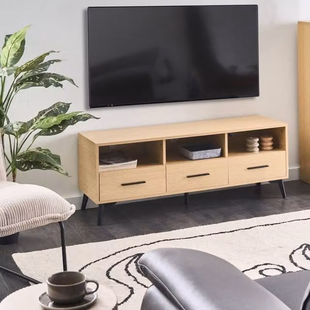 Wyld and Coco Modern Brown MDF TV Stand, W/D/H: 120 x 35 x 45 cm – 1