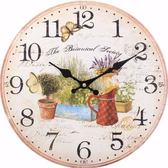 Gloriously Good Shabby Chic The Botanical Society Round Floral Wall Clock in White and Multicolour with Quartz Movement